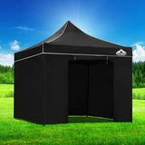 Instahut Gazebo Pop Up Marquee 3x3m Folding Tent Wedding Gazebos 500D Black
