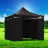 Instahut Gazebo Pop Up Marquee 3x3m Folding Tent Wedding Gazebos 500D Black - Close-Up Angle