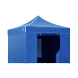 Instahut Gazebo Pop Up Marquee 3x3 Folding Tent Wedding Gazebos 500D Oxford Blue - Low Angle