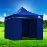 Instahut Gazebo Pop Up Marquee 3x3 Folding Tent Wedding Gazebos 500D Oxford Blue - Close-Up Angle