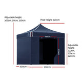 Instahut Gazebo Pop Up Marquee 3x3 Folding Tent Gazebos Camping 500D Oxford Navy - Front View