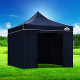 Instahut Gazebo Pop Up Marquee 3x3 Folding Tent Gazebos Camping 500D Oxford Navy - Close-Up Angle