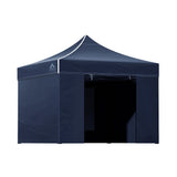 Instahut Gazebo Pop Up Marquee 3x3 Folding Tent Gazebos Camping 500D Oxford Navy - Low Angle