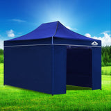 Instahut Gazebo 3x4.5 Pop Up Marquee Folding Tent Wedding Gazebos Camping Outdoor Shade Canopy Blue - Close-Up Angle