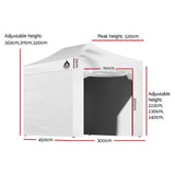 Instahut Gazebo 3x4.5 Pop Up Marquee Folding Tent Wedding Gazebos Camping Outdoor Shade Canopy White - Front View