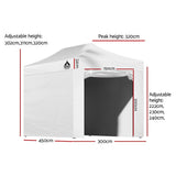 Instahut Gazebo 3x4.5 Pop Up Marquee Folding Tent Wedding Gazebos Camping Outdoor Shade Canopy White - Front View