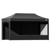 Instahut Gazebo 3x6 Pop Up Marquee Folding Tent Wedding Gazebos Camping Outdoor Shade Canopy Black - Low Angle
