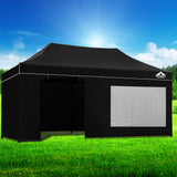 Instahut Gazebo 3x6 Pop Up Marquee Folding Tent Wedding Gazebos Camping Outdoor Shade Canopy Black - Close-Up Angle