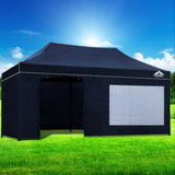 Instahut Gazebo Pop Up Marquee 3x6 Folding Tent Gazebos Camping 500D Oxford Navy - Close-Up Angle