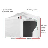 Instahut Gazebo Pop Up Marquee 3x6 Folding Tent Gazebos 500D Oxford Fabric White - Front View