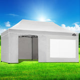 Instahut Gazebo Pop Up Marquee 3x6 Folding Tent Gazebos 500D Oxford Fabric White - Close-Up Angle