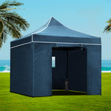 Instahut Gazebo 3x3 Pop Up Marquee Folding Wedding Tent Gazebos Camping Outdoor Shade Canopy Navy - Low Angle