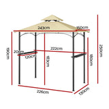 Instahut Gazebo Outdoor Patio Marquee BBQ Grill Shelter Garden Shade Hooks Beige - Front View