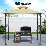 Instahut Gazebo Outdoor Patio Marquee BBQ Grill Shelter Garden Shade Hooks Beige - Top-Down View