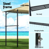 Instahut Gazebo Outdoor Patio Marquee BBQ Grill Shelter Garden Shade Hooks Beige - 45-Degree Angle