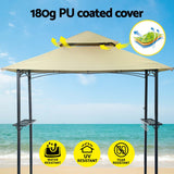 Instahut Gazebo Outdoor Patio Marquee BBQ Grill Shelter Garden Shade Hooks Beige - Rear View
