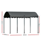Instahut Gazebo Marquee 4x3m Outdoor Event Wedding Tent Camping Party Shade Iron Art Canopy Grey - Front View