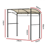 Instahut Gazebo Outdoor BBQ Grill Patio Garden Marquee Shade Shelter Shelf Hooks Beige - Front View