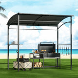 Instahut Gazebo Outdoor BBQ Grill Patio Garden Marquee Shade Shelter Shelf Hooks Grey - Close-Up Angle