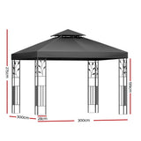 Instahut Gazebo 3x3m Marquee Outdoor Wedding Party Event Tent Home Iron Art Shade Grey - Front View