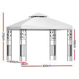 Instahut Gazebo 3x3m Marquee Outdoor Wedding Party Event Tent Home Iron Art Shade White - Front View