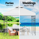 Instahut Gazebo 3x3m Marquee Outdoor Wedding Party Event Tent Home Iron Art Shade White - Top-Down View