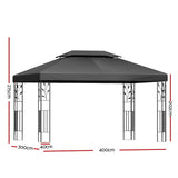 Instahut Gazebo 4x3m Marquee Outdoor Wedding Party Event Tent Home Iron Art Shade Grey - Front View