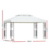 Instahut Gazebo 4x3m Marquee Outdoor Wedding Party Event Tent Home Iron Art Shade White - Front View