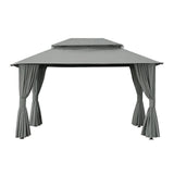 Instahut Gazebo 3x4m Canopy Outdoor Steel Frame Patio Tent Curtains Marquee Grey - Side View