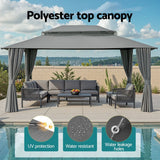Instahut Gazebo 3x4m Canopy Outdoor Steel Frame Patio Tent Curtains Marquee Grey - Top-Down View