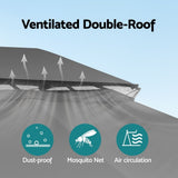 Instahut Gazebo 3x4m Canopy Outdoor Steel Frame Patio Tent Curtains Marquee Grey - 45-Degree Angle