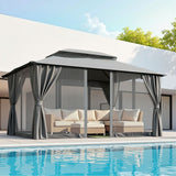 Instahut Gazebo 3x4m Canopy Outdoor Steel Frame Patio Tent Curtains Marquee Grey - Low Angle
