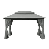 Instahut Gazebo 3x4m Canopy Outdoor Steel Frame Patio Tent Curtains Marquee Grey - Side View