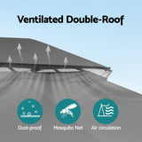 Instahut Gazebo 3x4m Canopy Outdoor Steel Frame Patio Tent Curtains Marquee Grey - 45-Degree Angle