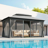 Instahut Gazebo 3x4m Canopy Outdoor Steel Frame Patio Tent Curtains Marquee Grey - Close-Up Angle