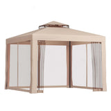 Instahut Gazebo Marquee 3m Outdoor Event Tent Camping Party Mesh Wall Canopy Brown - Close-Up Angle