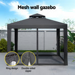 Instahut Gazebo Marquee 3m Outdoor Event Tent Camping Party Mesh Wall Canopy Grey, image 4