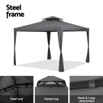 Instahut Gazebo Marquee 3m Outdoor Event Tent Camping Party Mesh Wall Canopy Grey, image 6