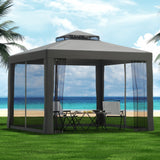 Instahut Gazebo Marquee 3m Outdoor Event Tent Camping Party Mesh Wall Canopy Grey - Close-Up Angle