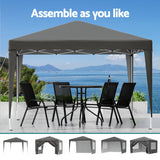 Instahut Gazebo 3x3 Pop Up Marquee Folding Tent Wedding Gazebos Camping Outdoor Shade Canopy Gray - 45-Degree Angle