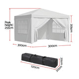 Instahut Gazebo 3x3 Pop Up Marquee Folding Tent Wedding Gazebos Camping Outdoor Canopy White - Front View