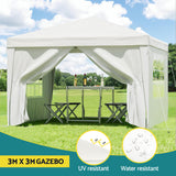 Instahut Gazebo 3x3 Pop Up Marquee Folding Tent Wedding Gazebos Camping Outdoor Canopy White - Top-Down View