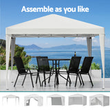 Instahut Gazebo 3x3 Pop Up Marquee Folding Tent Wedding Gazebos Camping Outdoor Canopy White - 45-Degree Angle