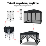 Instahut Gazebo Pop Up Marquee 3x3m Wedding Party Outdoor Camping Tent Canopy Shade Mesh Wall Black - Top-Down View