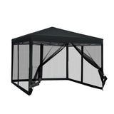 Instahut Gazebo Pop Up Marquee 3x3m Wedding Party Outdoor Camping Tent Canopy Shade Mesh Wall Black - Low Angle