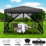 Instahut Gazebo Pop Up Marquee 3x3m Wedding Party Outdoor Camping Tent Canopy Shade Mesh Wall Grey - Close-Up Angle