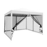 Instahut Gazebo Pop Up Marquee 3x3m Wedding Party Outdoor Camping Tent Canopy Shade Mesh Wall White - Front View