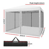 Instahut Gazebo Pop Up Marquee 3x3m Wedding Party Outdoor Camping Tent Canopy Shade Mesh Wall White - Side View
