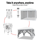 Instahut Gazebo Pop Up Marquee 3x3m Wedding Party Outdoor Camping Tent Canopy Shade Mesh Wall White