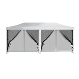 Instahut Gazebo Pop Up Marquee 3x6m Wedding Party Outdoor Camping Tent Canopy Shade Mesh Wall White - Side View